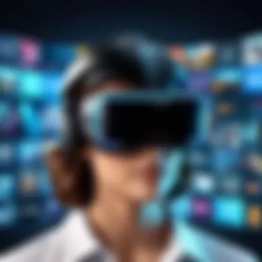 Diverse Applications of VR Technology Visualization of VR applications in various industries including gaming and training