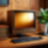 Vintage PC monitor on a wooden desk