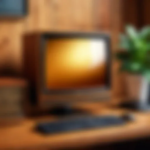 Vintage PC monitor on a wooden desk