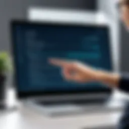 User conducting a software update on a laptop
