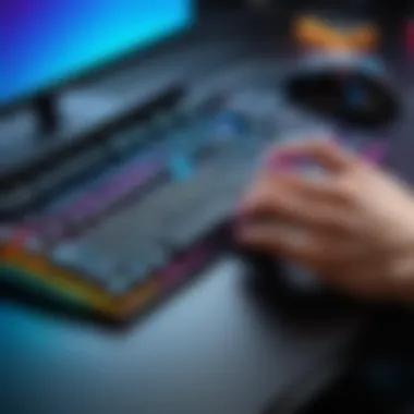 A gamer customizing their RGB settings on a computer.