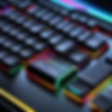 Close-up of Gaming Laptop Keyboard with RGB Backlight