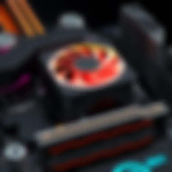 Close-up of the cooling solutions integrated into the motherboard