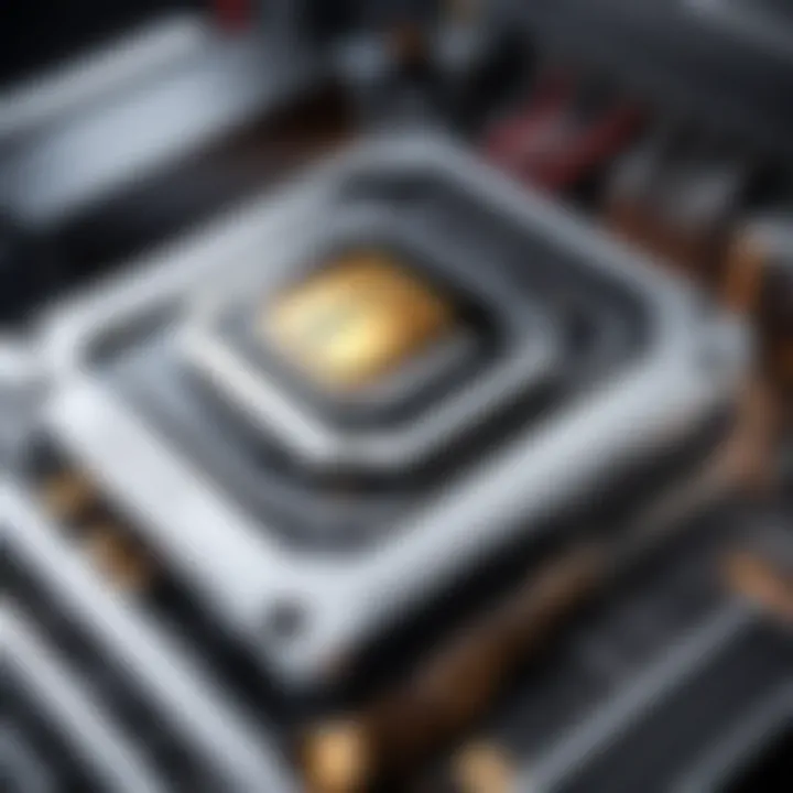 Close-up of high-performance processor unit with advanced cooling system