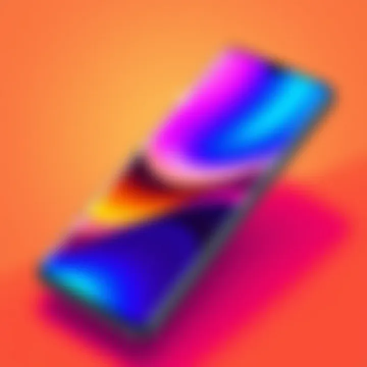 Display of the One Plus gaming phone highlighting its vibrant screen colors