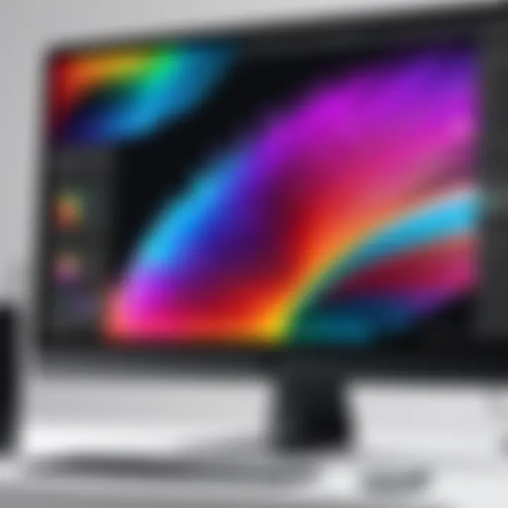 Color accuracy demonstration on a monitor connected to MacBook Pro