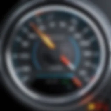 Computer system speedometer showing high performance