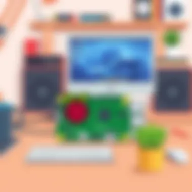 A Raspberry Pi setup in a home office environment