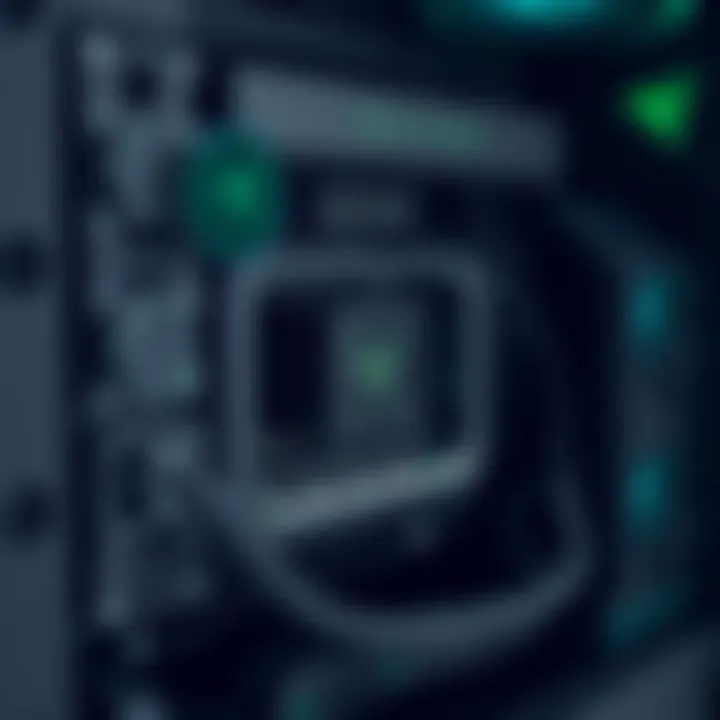 Close-up of hardware components in a Razer prebuilt system