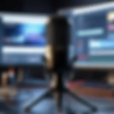 Content creator using a microphone during video production