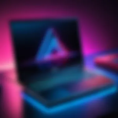 Sleek Gaming Laptop in Neon Lights