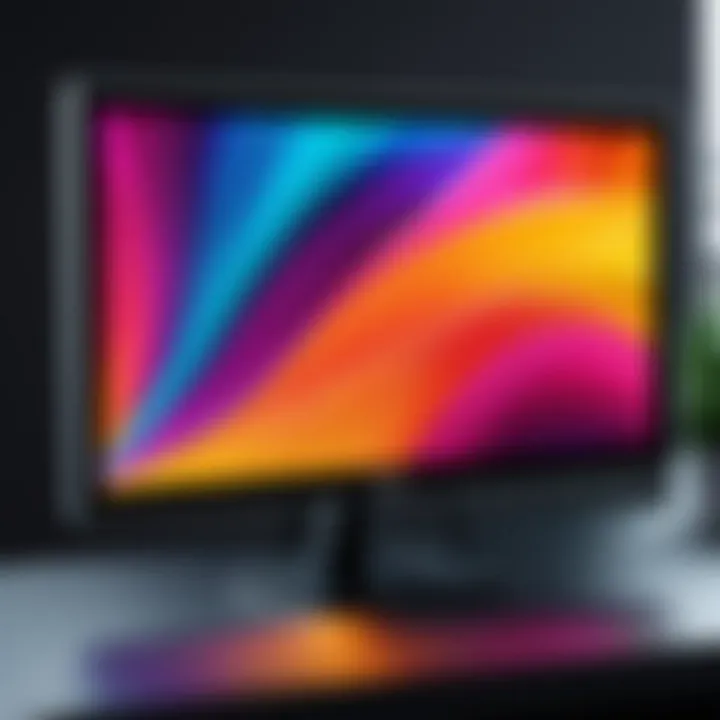 Close-up of small monitor displaying vibrant colors