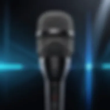 Dynamic microphone in use during a live performance