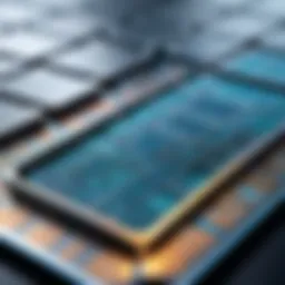 Close-up view of semiconductor wafers