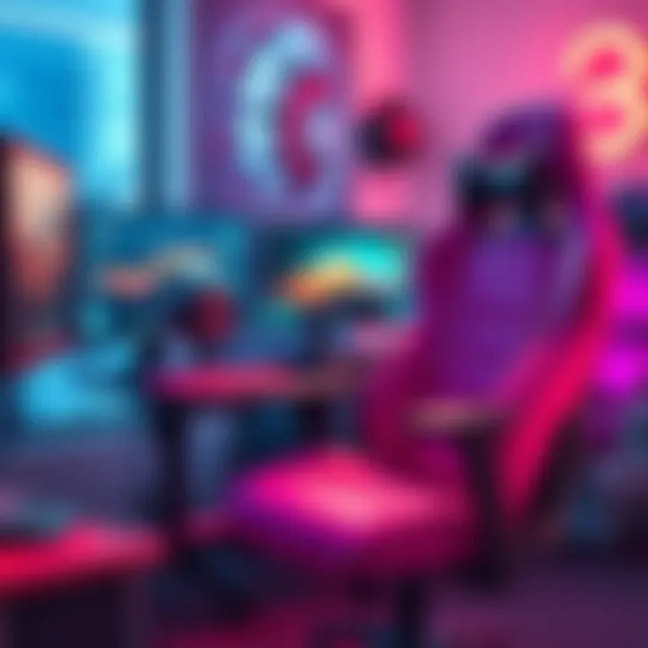 Pink Razor Chair in Gaming Setup Pink razor chair in a gaming setup showcasing vibrant ambiance