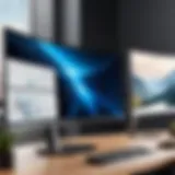 A sleek design showcasing the ThinkVision Curved Monitor's elegant profile against a modern workspace.