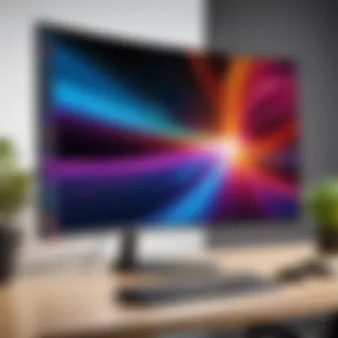 A vibrant display of the ThinkVision Curved Monitor showcasing stunning visuals and color accuracy.