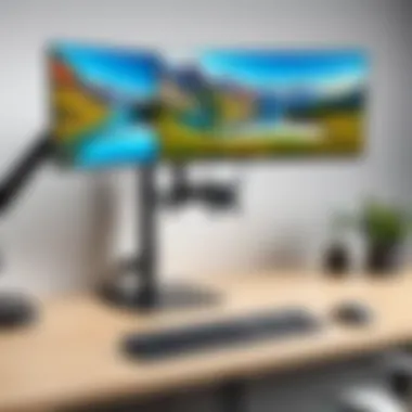 Dual Dell monitor desk mount for enhanced productivity