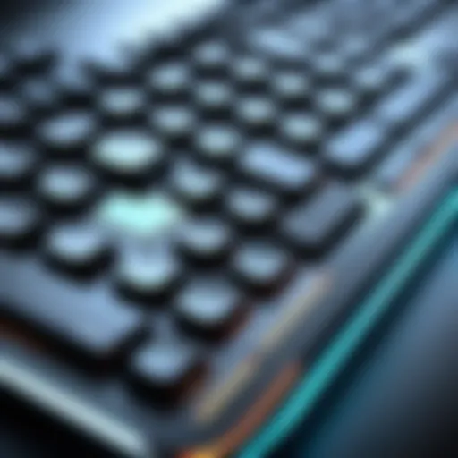 Illustration of a futuristic keyboard design with advanced ergonomics