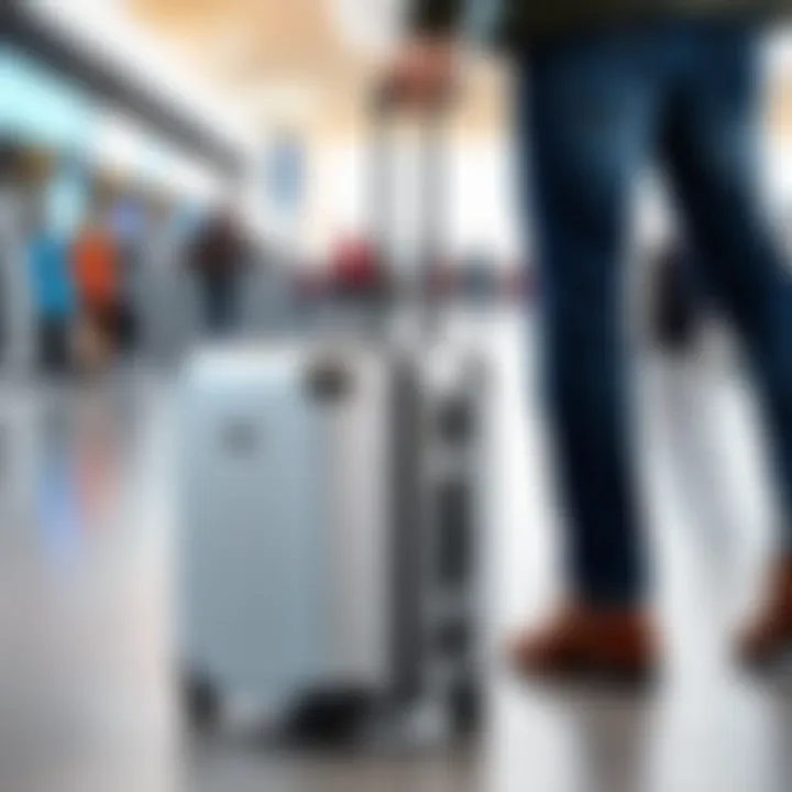 A traveler easily transporting a carry-on PC case through an airport