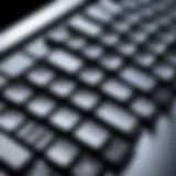 Close-up of a kludge keyboard showcasing unique key arrangements.