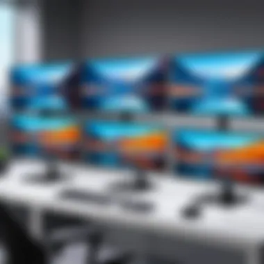 LG Monitors Enhancing Workspace Efficiency Workspace featuring LG monitors in various sizes