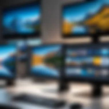 Various types of desktop monitors lined up for comparison