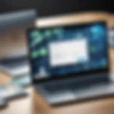 Laptop surrounded by money and discount tags