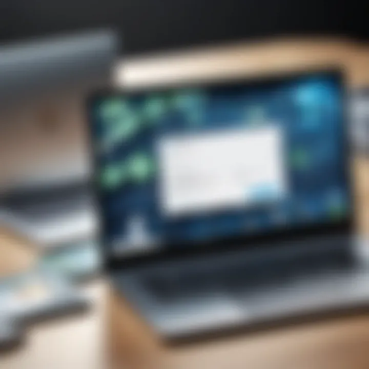 Laptop surrounded by money and discount tags