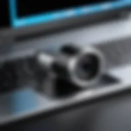 Close-up of a plug and play webcam connected to a laptop