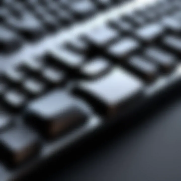 A close-up of the ergonomic design features of the Xbows keyboard.